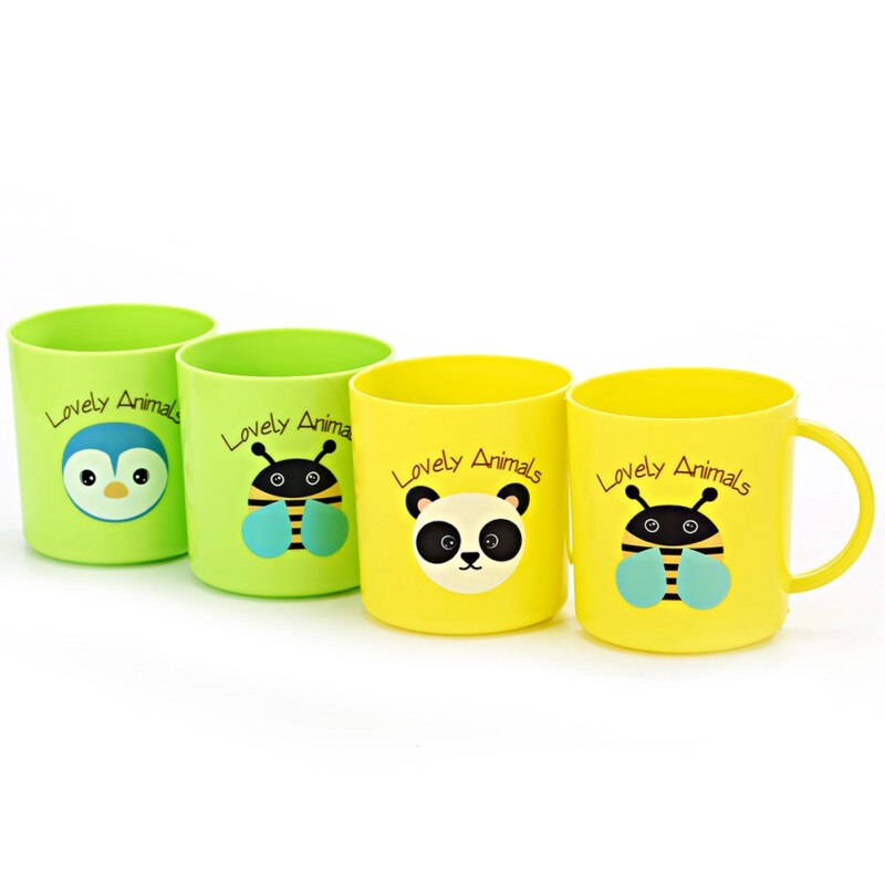 Kids Cup Toddler Child Plastic Drinking Cups Cartoon Printing Resuable Drinking Cup Handle Random Color