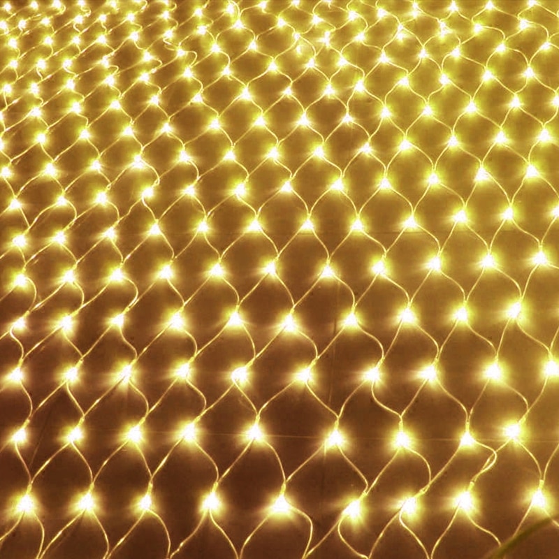 Wonlukiy String Light 3M x 2M 204 LEDS Warm White Blue Multi-color Outdoor 110V/220V US/EU Plug Waterproof LED Net Light Weeding