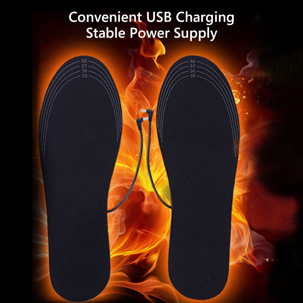 1 par usb opvarmede sko indlægssåler fod opvarmning pad fødder varmere sok pad mat vinter udendørs sport opvarmning indlægssåler vinter varme såler