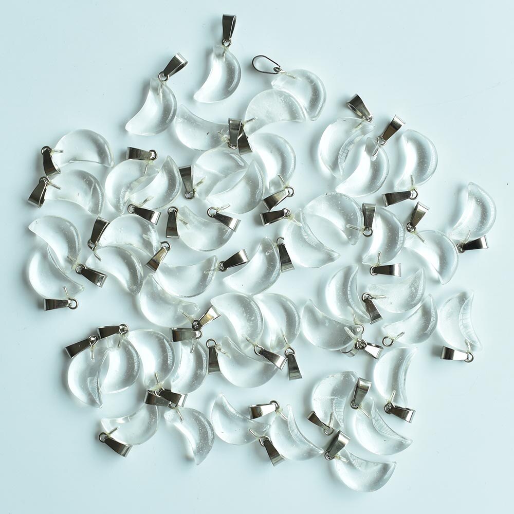 assorted natural stone crescent moon shape charms pendants for DIY jewelry making 24pcs/lot free: Watermelon white