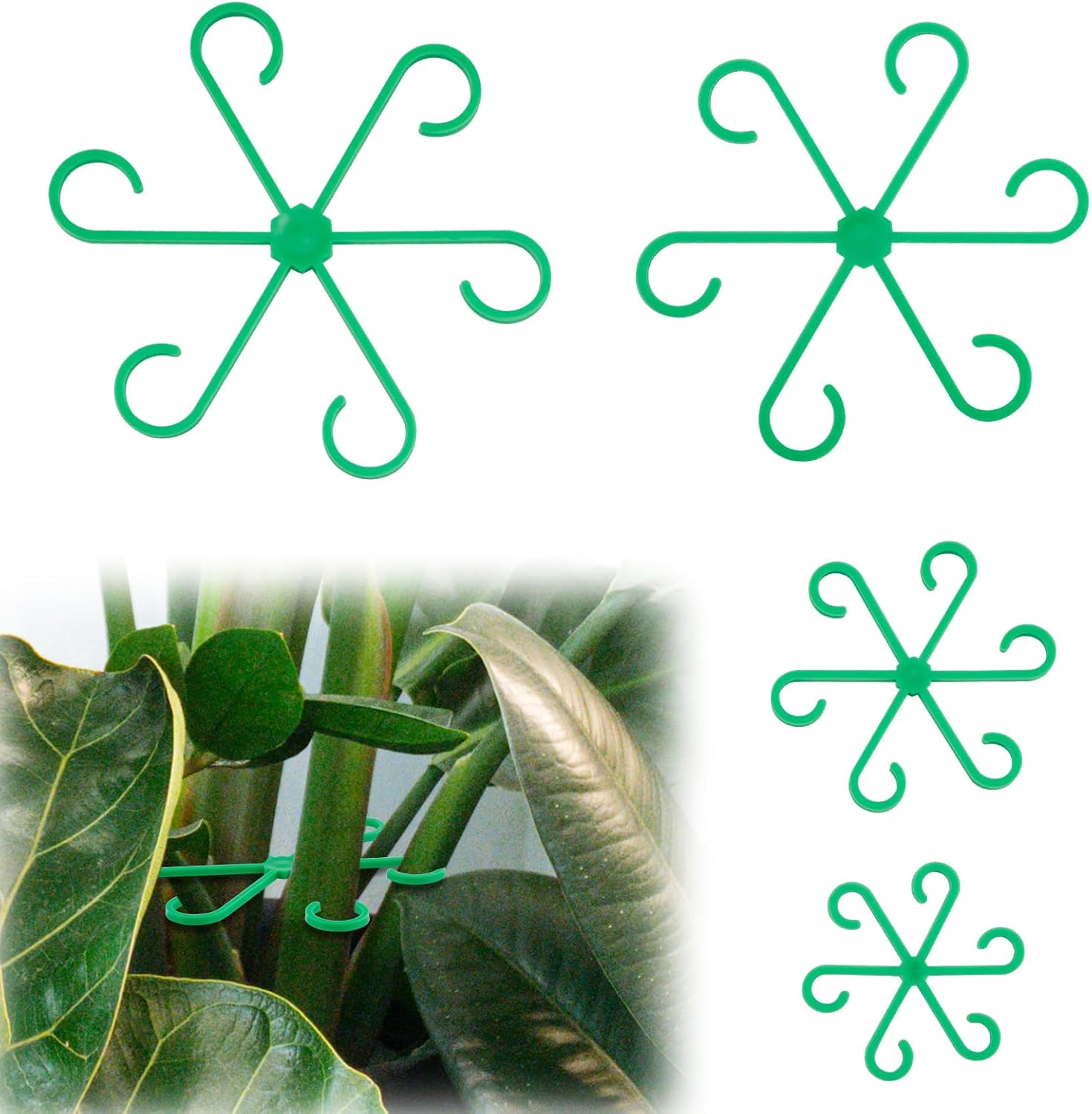 4/8PCS Flower Plant Stem Support Stakes Climbing Houseplant Stand Frame Plastic Garden No Stake Trellis Plant Holder Rack Hoops: 4XL / Gold