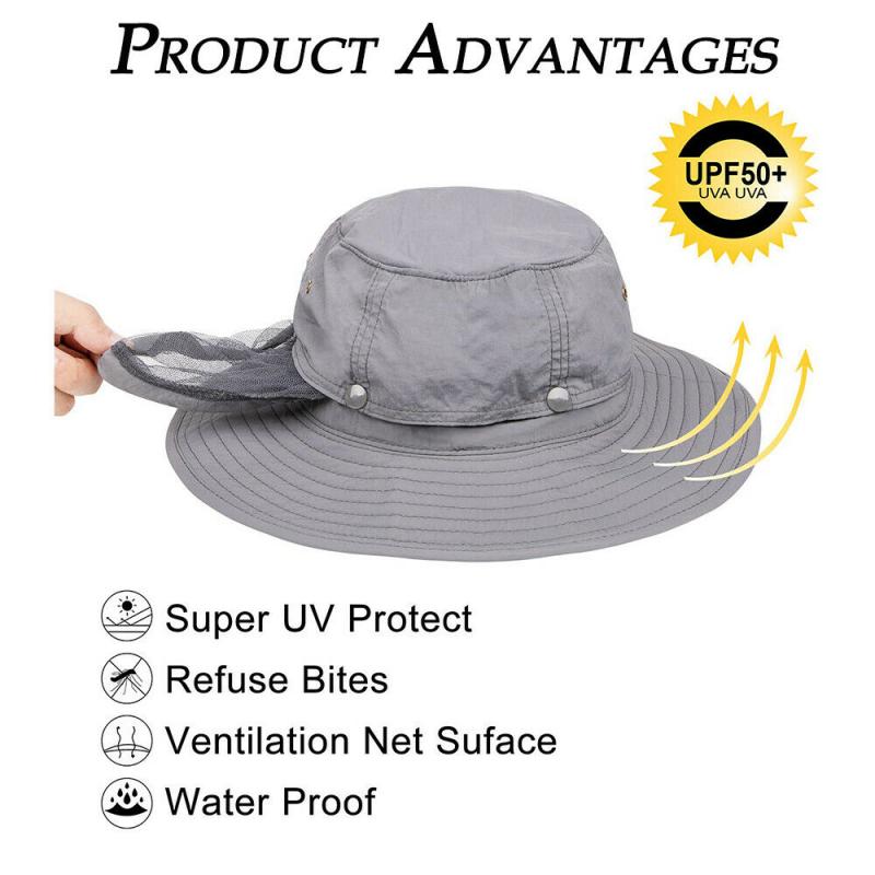 Al aire libre de la gorra de red senderismo pesca sol abeja, insecto de malla de cara máscara Herramientas de apicultura sombrilla cuello cubierta de la cabeza