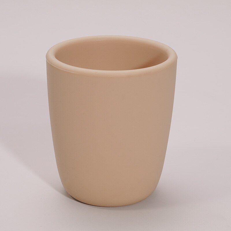 Taza de agua para bebé, vaso portátil de silicona para alimentación infantil, de grado alimenticio, Color sólido: 001 apricot