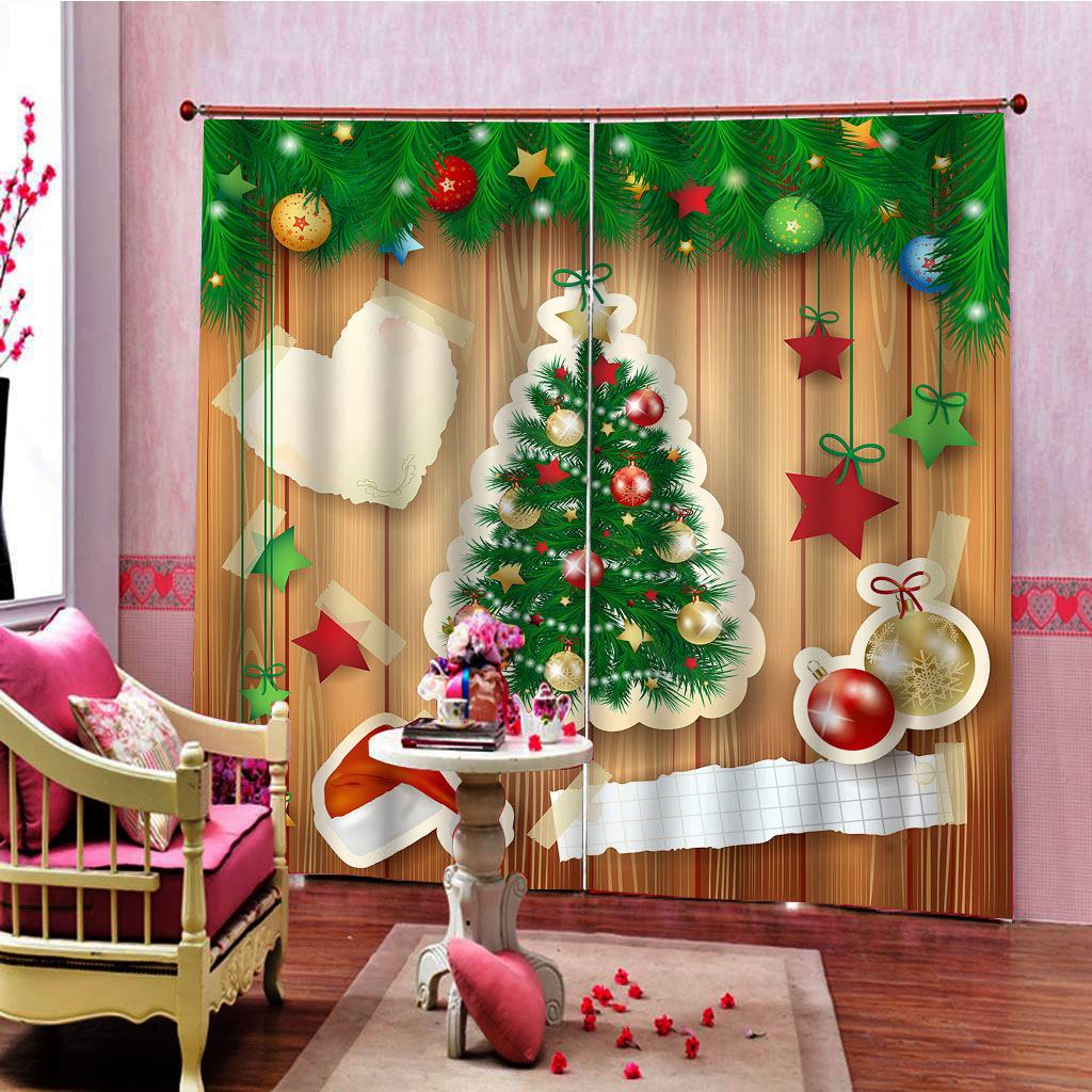 Cortinas navideñas de efecto 3D con ganchos, Juego de 2 paneles y 10 colores, cortinas de tela de poliéster para ventana, pantallas para puerta, decoración para el hogar: Rojo