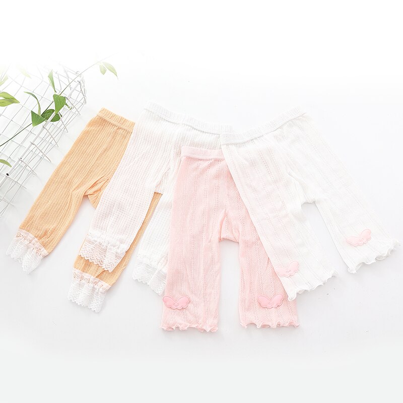 Småbarn flickor volang ving bomullsbyxor barn sommar nyfödd spädbarn mesh tunna leggings barn prinsessbyxor babytillbehör
