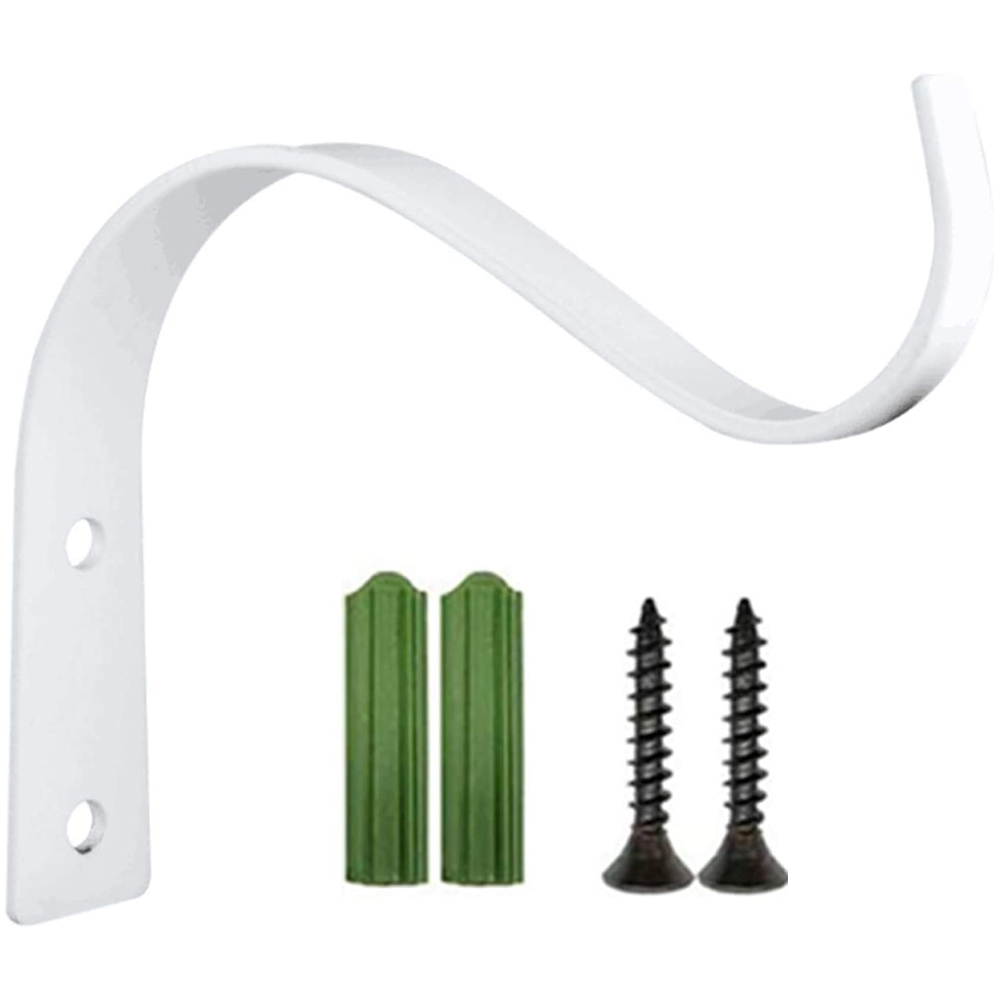 2pcs/set 4.5Inch Bending S Shape Wall Hanging Flower Pot Support Bracket Hook Iron Hanger Hooks for Home Wall Door: white