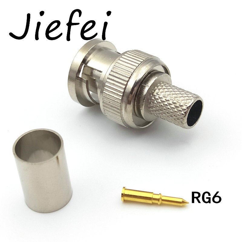 10 juegos de 3 piezas BNC macho RG316 RG58 RG59 RG6 Crimp Cable coaxial conector adaptador derecho: RG6