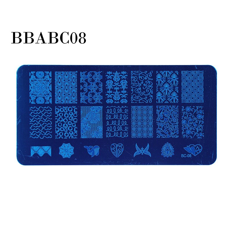 AddFavor Nail Stamping Template DIY Nail Polish Stamper Tool Stainless Steel Manicure Stamping Plate Gel Art Print Stamp Kits: BBABC08