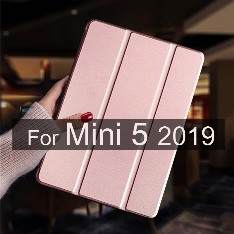 For ipad mini 5 4 3 2 1 Case Leather Stand Smart Tablet Cover Skin For iPad Mini 4 Case Mini 2 3 1 Mini 5 Protective Shell: Mini 5 Rose gold