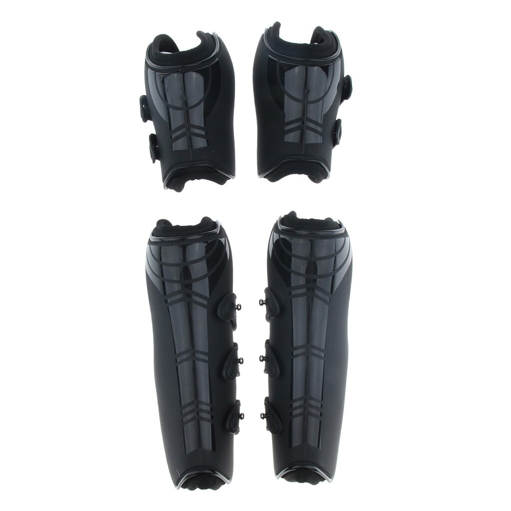 Equine Sport Paard Pu Shell Neopreen Gevoerd Voor/Achterpoten Been Spalk Boot Set