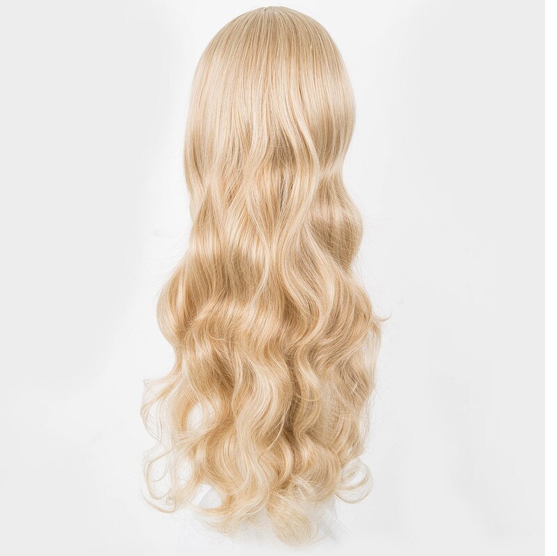 Peruca loira fei-show de cabelo sintético, fibra resistente ao calor, longo, encaracolado, comprimento médio, para mulheres, traje feminino, festa, salão de beleza