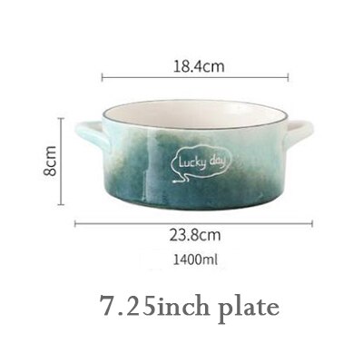 Lucky Day Round Square Ceramic Soup Plate For Oven Microwave Home Hotel Kitchen Breakfast Lunch Dinner Salad Fruit Plate: soup plate-1400mL