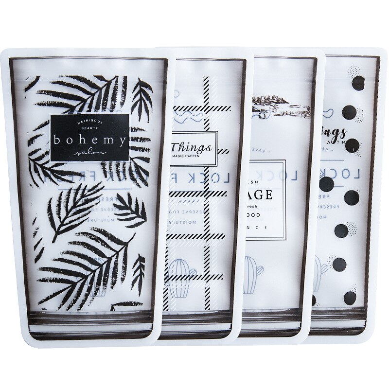 4pcs/Set Zip Lock Reusable Ziplock Bag Leakproof Containers Stand Up Food Snack Bag Kitchen Organizer Freezer Bag Sandwich Bag: Default Title