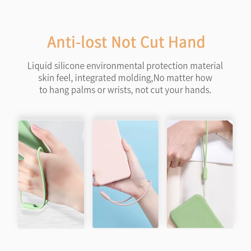 Essager Liquid silicone anti-lost lanyarde For iPhone 11 Pro Xs Max X XR Soft TPU Back Shell Cover For iPhone 8 7 6 6s P