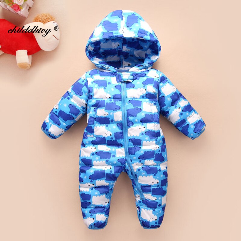 0-3 Jaar Baby Romper Winter Down Jumpsuit Voor Kinderen Peuter Jas Voor Meisje Jongen Kleding Overalls voor Baby Baby Jas: blue / 2T