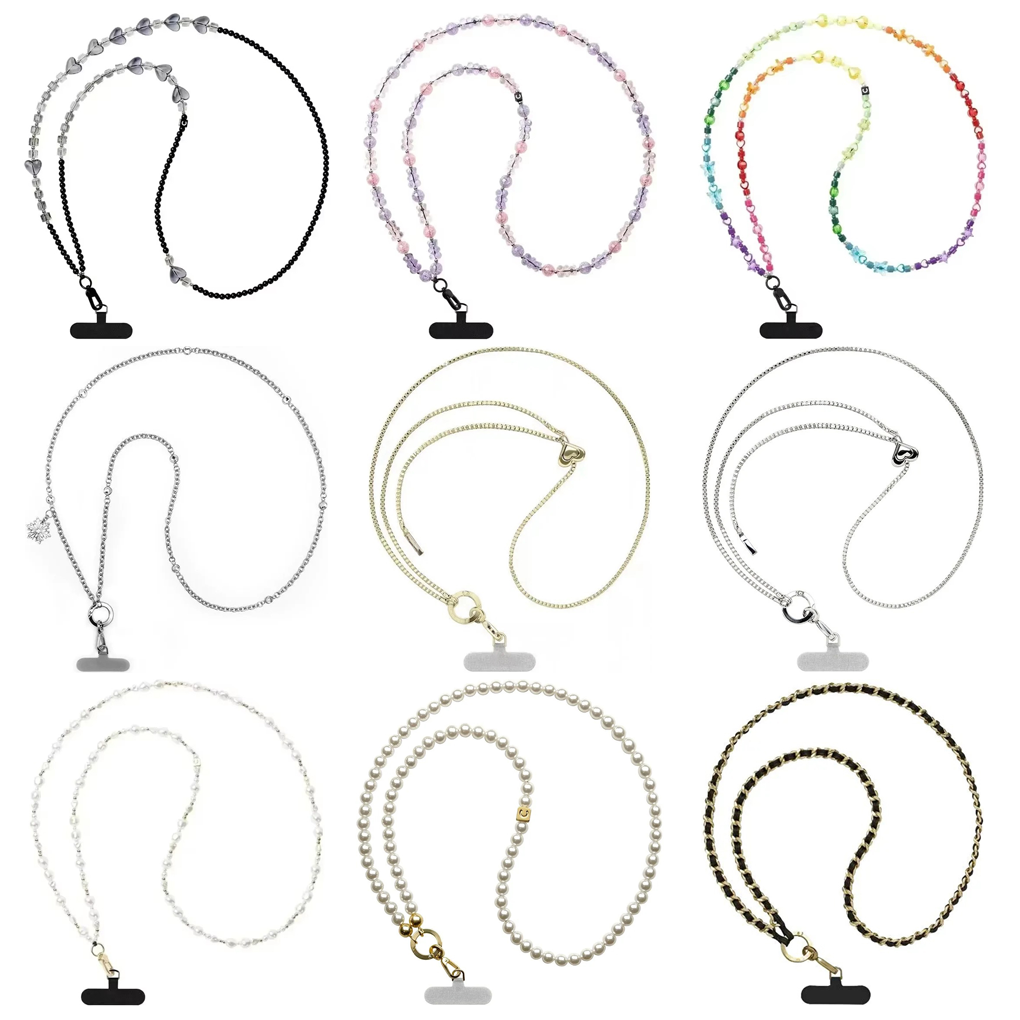 Gouden en zilveren metalen lange ketting, universele telefoonkoord, telefoonhanger.