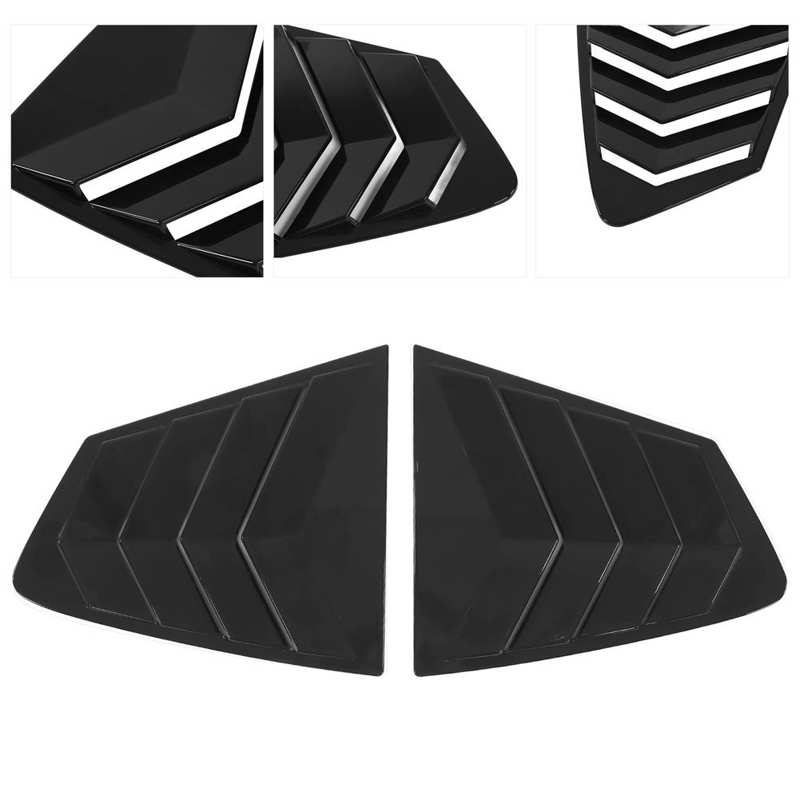2Pcs/Set Car Rear Side Window Louver Blinds Glossy Black Replacement for Mazda 3 Axela 4Dr Sedan