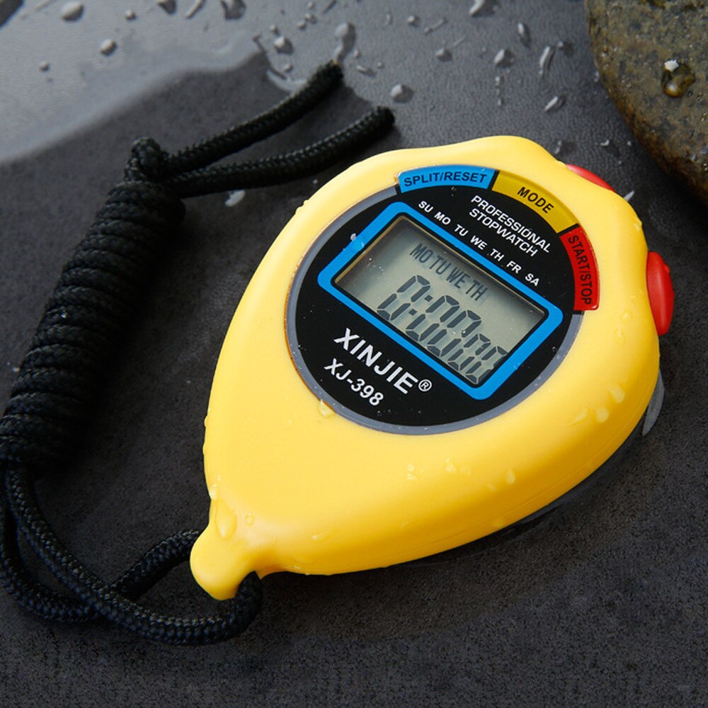 Multi-Function Waterproof Classic Digital Handheld LCD Chronograph Sports Stopwatch Timer Stop Watch With String