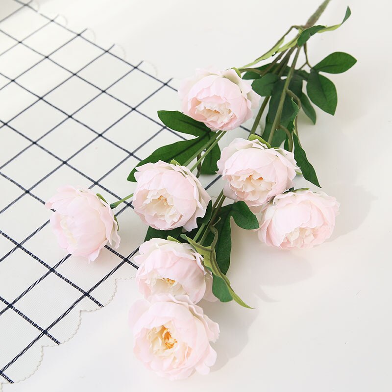 7 Heads Big Artificial Peony Flowers Long Stalk Silk Flowers Peonies Wedding Centerpieces Table Home Decorative Hanging Flowers: Light-pink