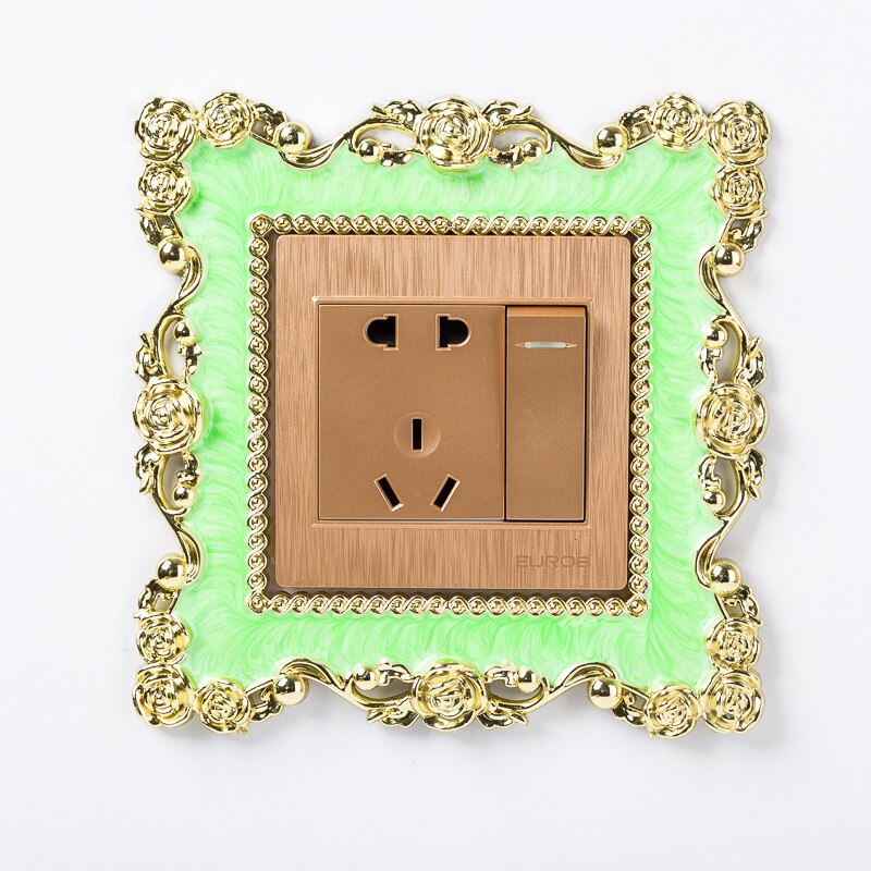 1PC Home Switch Cover Square Shape Switch Wall Light Socket Stickers Room Decoration: Fluorescent green