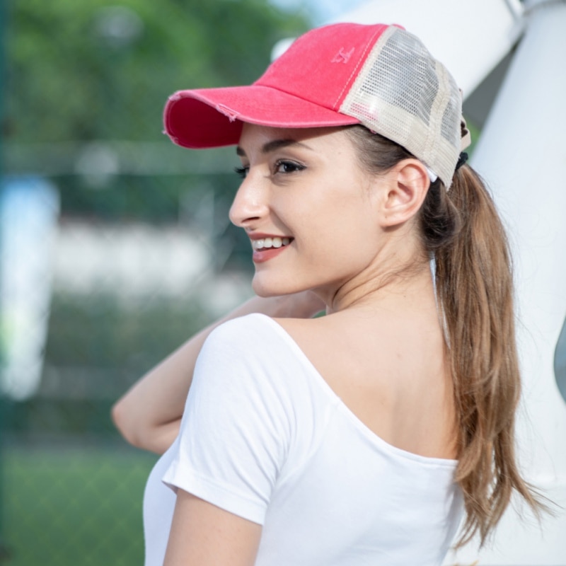 Gorra de béisbol de secado rápido con cola de caballo entrecruzado, gorra de béisbol para mujeres, informal para deportes al aire libre, Anti UV ajustable, gorra de malla transpirable para hombres, gorra de sol