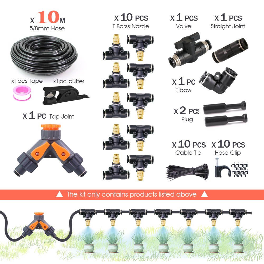 Garden DIY 8mm PE Hose Brass Nozzle Sprayer System Mist Sprinkler 45/60/80/100W Self-Priming Pump Automatic Atomized Irrigation: Navy Blue