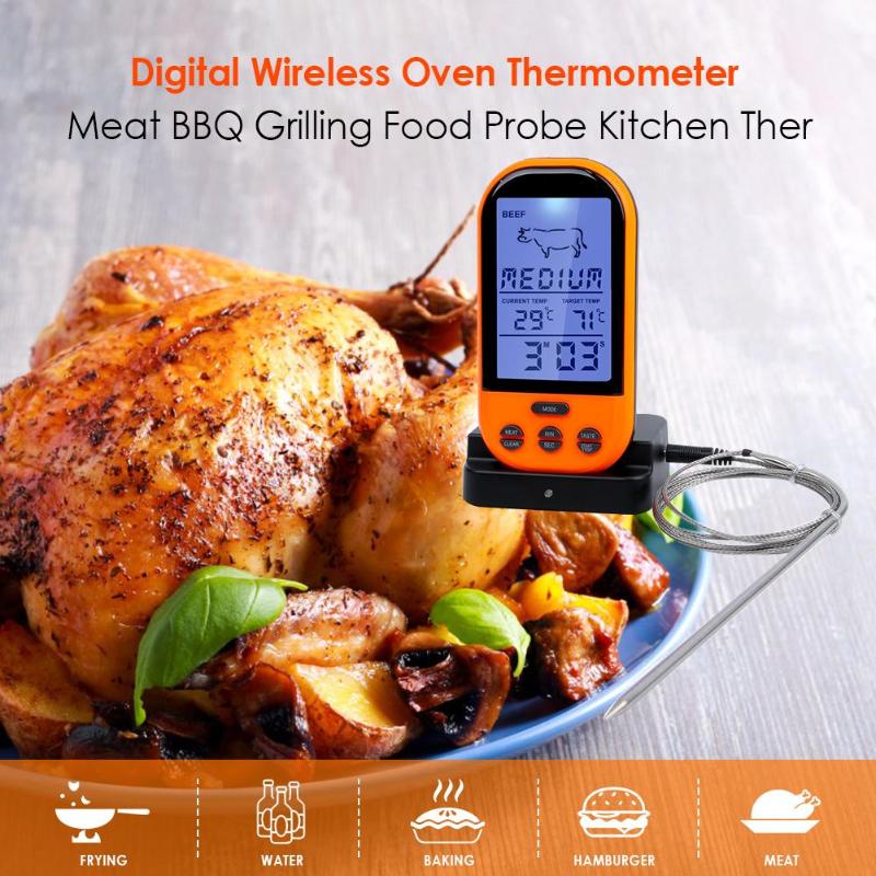 Digitale Draadloze Vlees BBQ Thermometer Oven Voedsel Probe Keuken Koken Tool