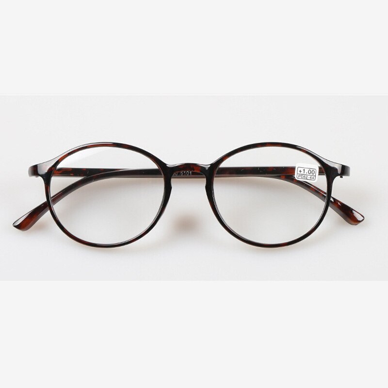 Retro Ronde Frame Leesbril Multifocale Clear Lens Presbyope Bril Lenzenvloeistof Oculos Gafas + 1.0 + 1.5 + 2 + 2.5 + 3 + 3.5 + 4: +100 / Leopard