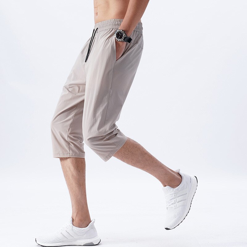 Herreshorts sommerridebukser tynde nylon bukser med 3/4 længder herre bermuda board hurtigtørrende strand sorte lange shorts til mænd