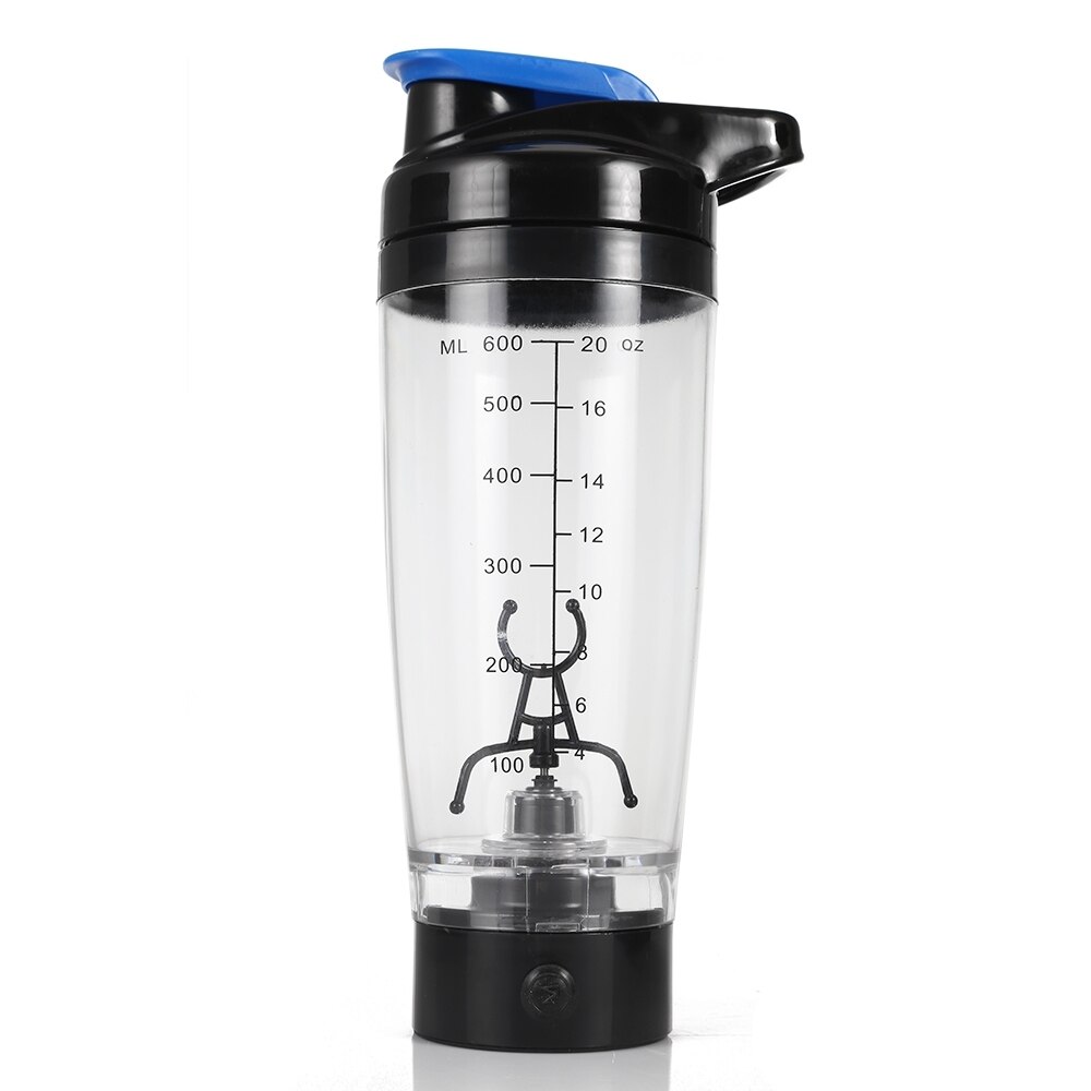 Mezclador de proteínas automático 600ml ecológico tazas batidoras de proteínas taza batidora de leche mi botella de agua mezcladora inteligente licuadora de café: Black Blue