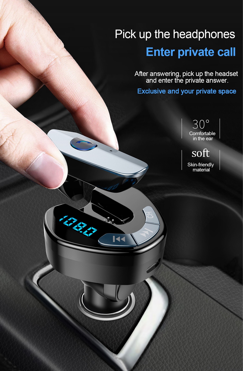 Auto Fm-zender Bluetooth Speler Met Bluetooth Headset Auto Bluetooth Auto Charger Tf Card Usb Lader