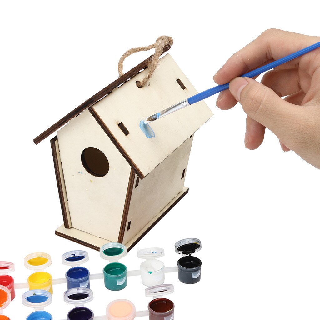 Wooden Bird Feeder Hanging for Garden Yard Decoration Hexagon Shaped With Roof Outdoor Bird Nest Wooden Arts #YL10: C