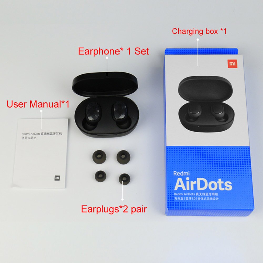 Auricolare bluetooth Xiaomi Redmi Airdots TWS Bluetooth 5.0 Auricolare Stereo Senza Fili Cancellazione Attiva Del Rumore Con Il Mic