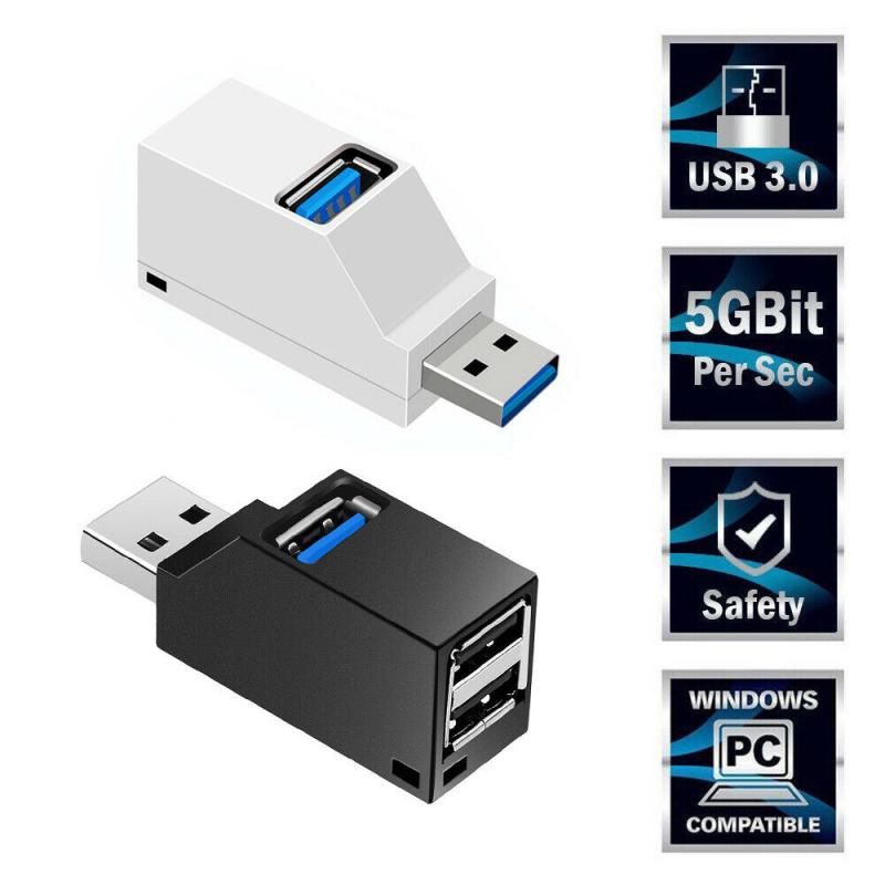 1Pc 3 Port USB Hub Mini USB 3.0 /2.0 High Speed Hub Splitter Box For PC Laptop Multi-purpose Usb Socket Multi-port Computer Usb