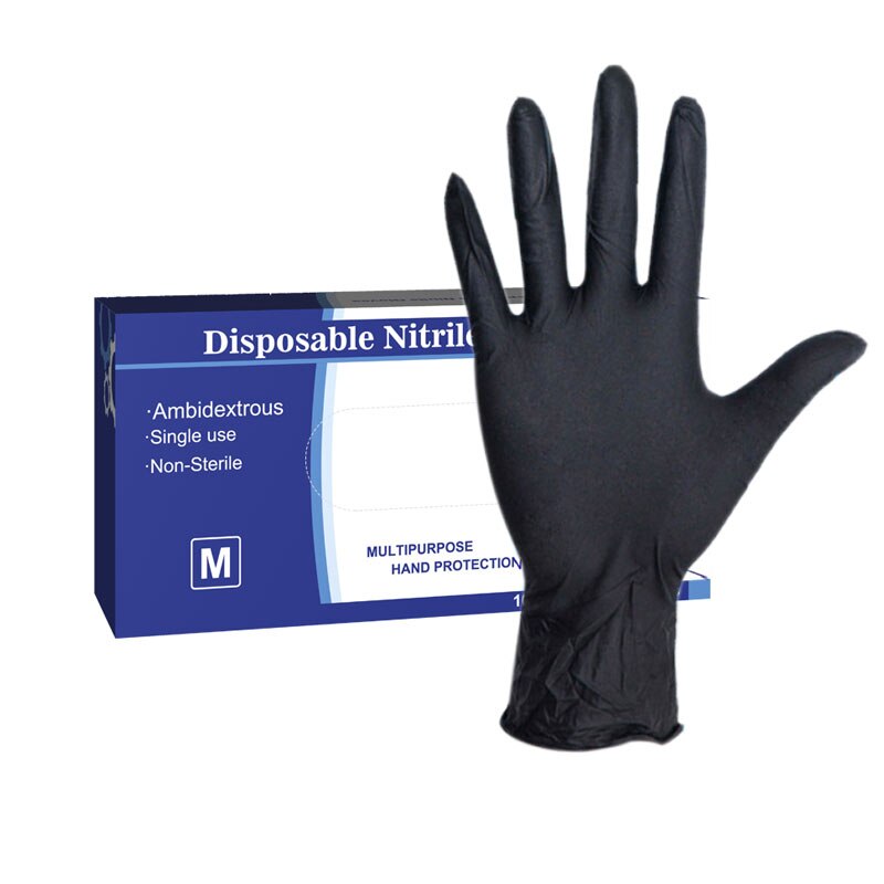 100 Stuks Wegwerp Nitril Handschoenen Werk Handschoen Voedsel Prep Koken Handschoenen/Keuken Voedsel Waterdichte Service Schoonmaak Handschoenen Zwart
