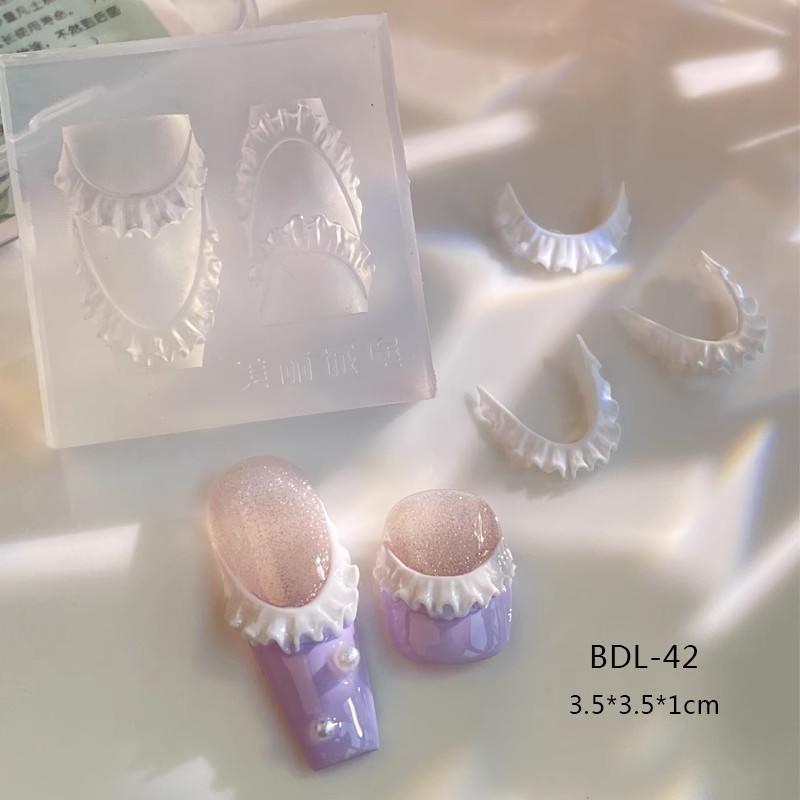 TSZS 1pc jupe mignonne dentelle sur les ongles silicone coeur arcs ruban 3D moule à ongles décorations d'art d'ongle Silicone beurre produits pour ongles: Orange