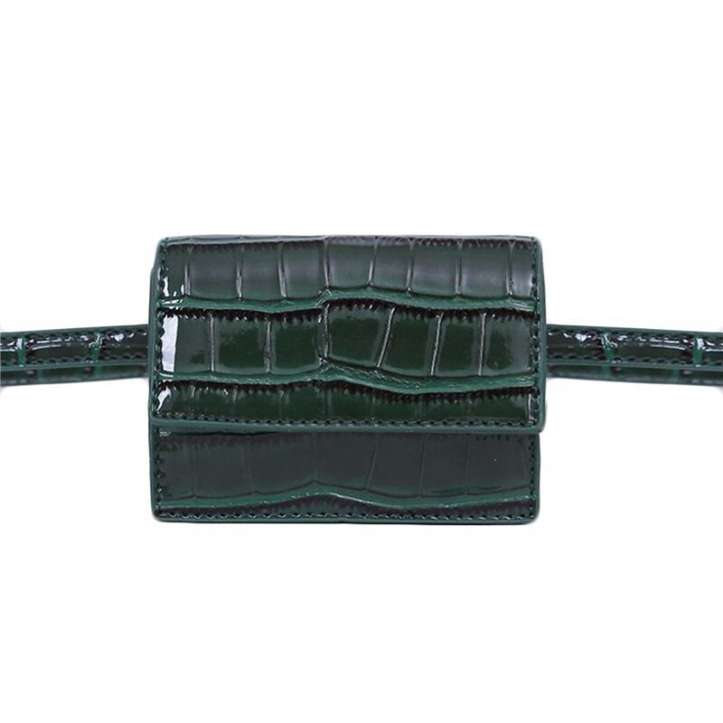 Vrouwen Mini Heuptas Trendy Kunstleer Krokodil Patroon Fanny Pack Met Afneembare Riem: green