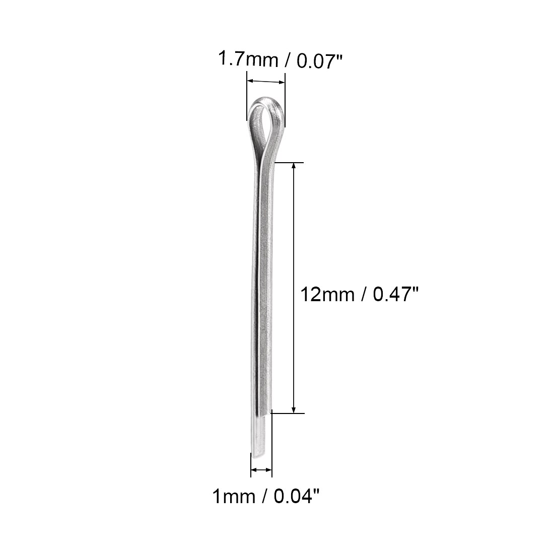 Uxcell 30 Uds pasador de hendidura dividido-1mm x 12mm 304 Acero inoxidable 2 puntas tono plateado para uso doméstico DIY