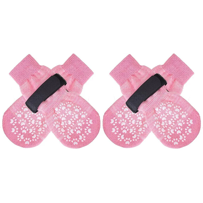 Chaussettes antidérapantes pour chiens, avec sangles, contrôle de Traction, pour l'intérieur sur le plancher en bois dur, protection des pattes pour animaux de compagnie, pour petits chiens, 4 pièces/ensemble: S / MULTI