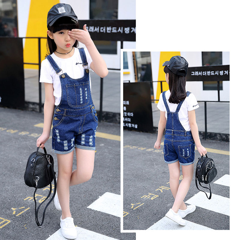 Denim Overalls for Girls Jeans Shorts Children Clothes Summer Girls Jumpsuit Kids Trousers for Girls 2 4 6 8 9 10 12 Years