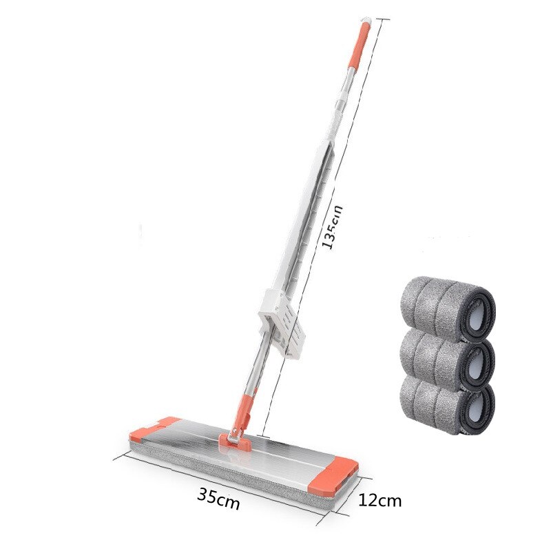 Aluminium Mopp Kopf für Waschen Boden Squeeze Besen für Haus und Küche Reinigung Flache Magie Spin Lappen Blitz bietet: 35cm within 4 pads