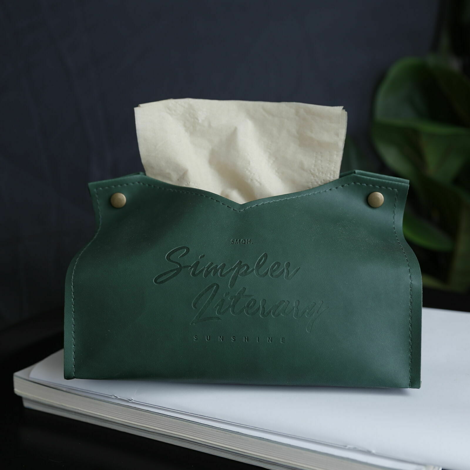 1 Pc Lederen Tissue Box Dispenser Papier Opbergzakken Houder Servet Organizer: green