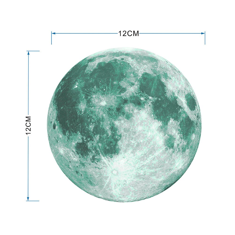 Lysende måne 3d væg klistermærke glød i mørket hjem mærkater væg klistermærker til børneværelse stue soveværelse boligindretning: 12cm