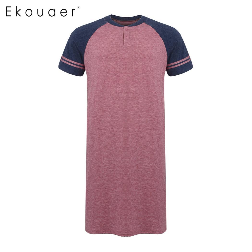 Ekouaer camisas de dormir para hombre ropa de dormir de manga corta suelta camisa de dormir larga camisas de dormir para hombre ropa de dormir cómoda para el hogar talla M-3XL