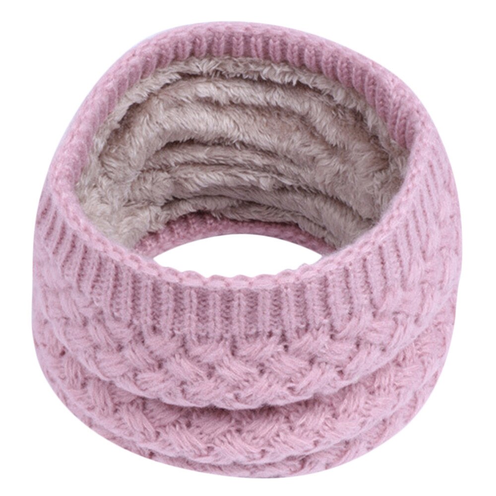 3-15 years KIDS Winter Scarf For Children Knitted Baby Ring Scarf Children Scarf Neck Cotton Thickened Collar Scarves For Girl: Pink