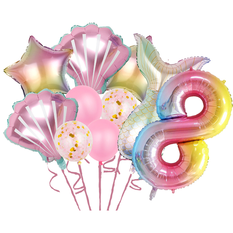 Decoraciones para de cumpleaños de príncipes de sirena, vajilla desechable, bolsa Gif, globo de aluminio, decoración de fondo, suministros para de Baby Shower