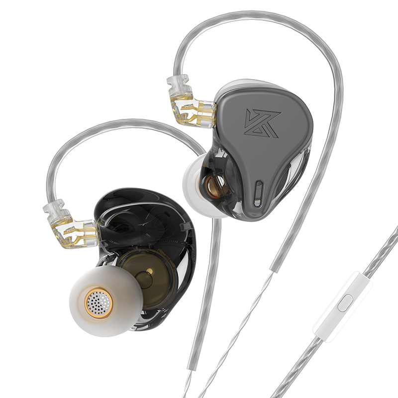 Kz × hbb  dq6s in-ear-kopfhörer, hifi-bass-kopfhörer, geräuschunterdrückung, musik-sport-headset, kabelgebunden mit mikrofon, ohrhörer kz zex pro zsx: Grau mit mikrofon