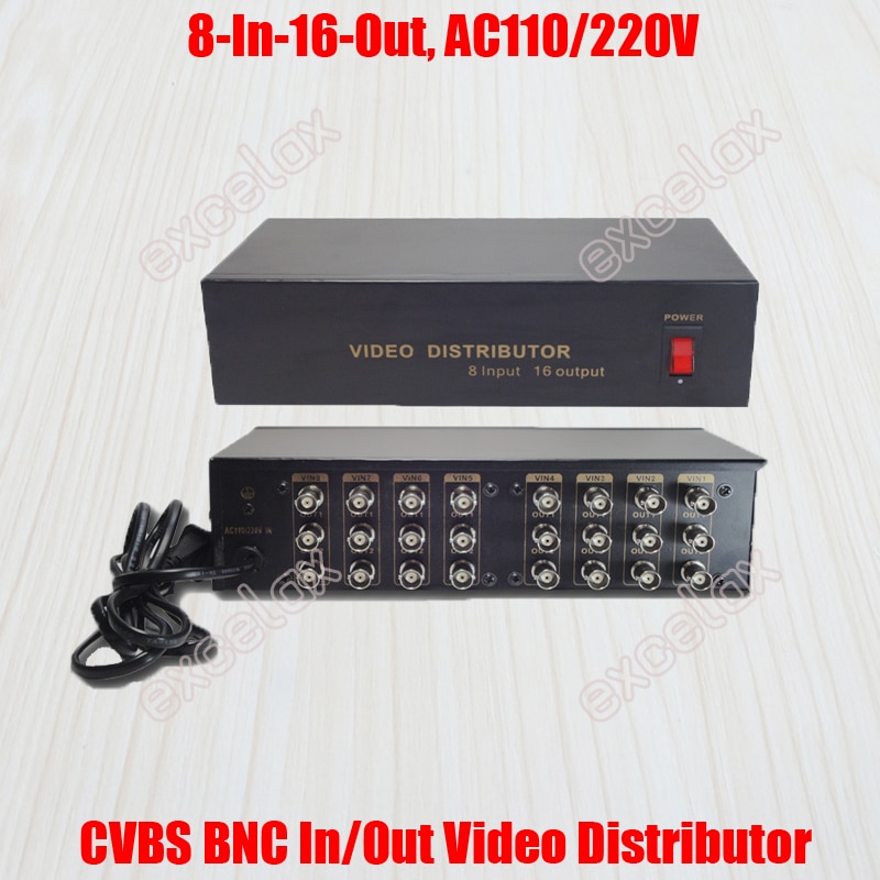 8 In 16 Out Composiet CVBS BNC Video Distributeur 8-16CH Input Video Splitter Analoge CCTV Bewakingscamera Signaalversterker
