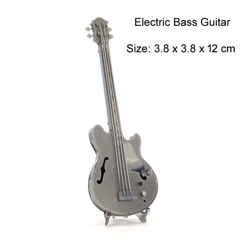 Muziekinstrument 3d metalen puzzel vleugelpiano drumstel bas viool modelbouwpakketten legpuzzel speelgoed voor kinderen: 127- basgitaren