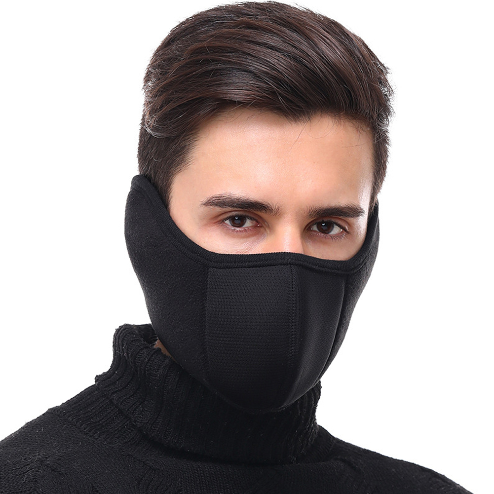 Unisexe demi masque hommes femmes hiver masque polaire cache-oreilles équitation Ski Snowboard accessoires de plein air vent froid protection: Black
